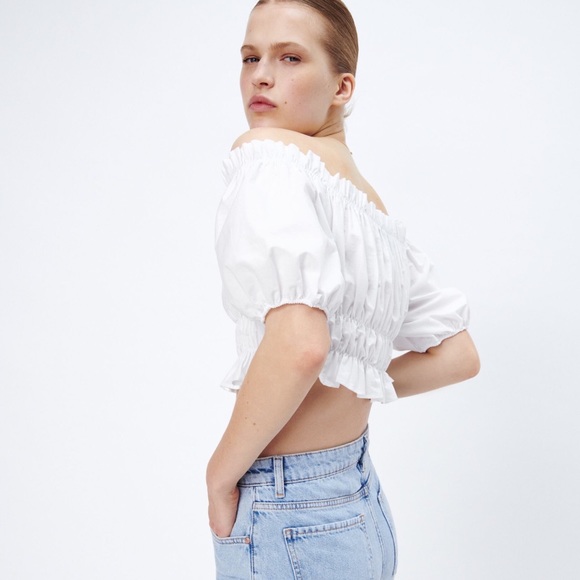 Zara Poplin Crop Top Size Large - Picture 4 of 5